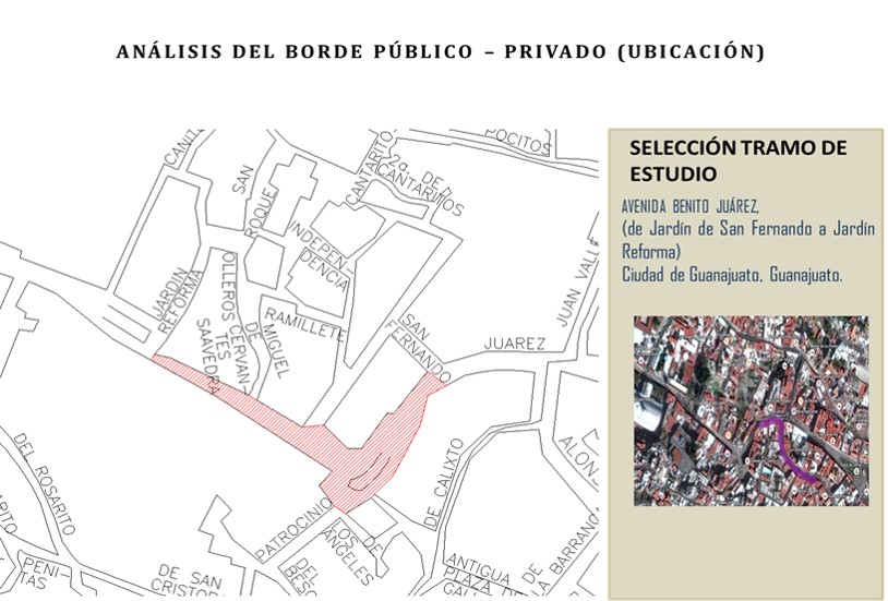 Selección Tramo de estudio: Avenida Benito Juárez, ciudad de
Guanajuato. 